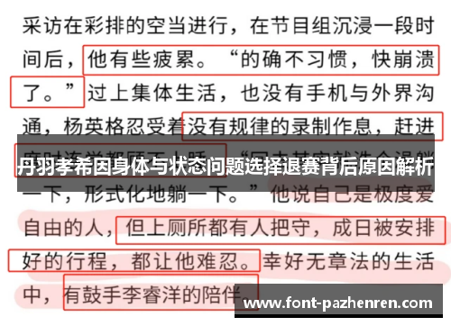 丹羽孝希因身体与状态问题选择退赛背后原因解析